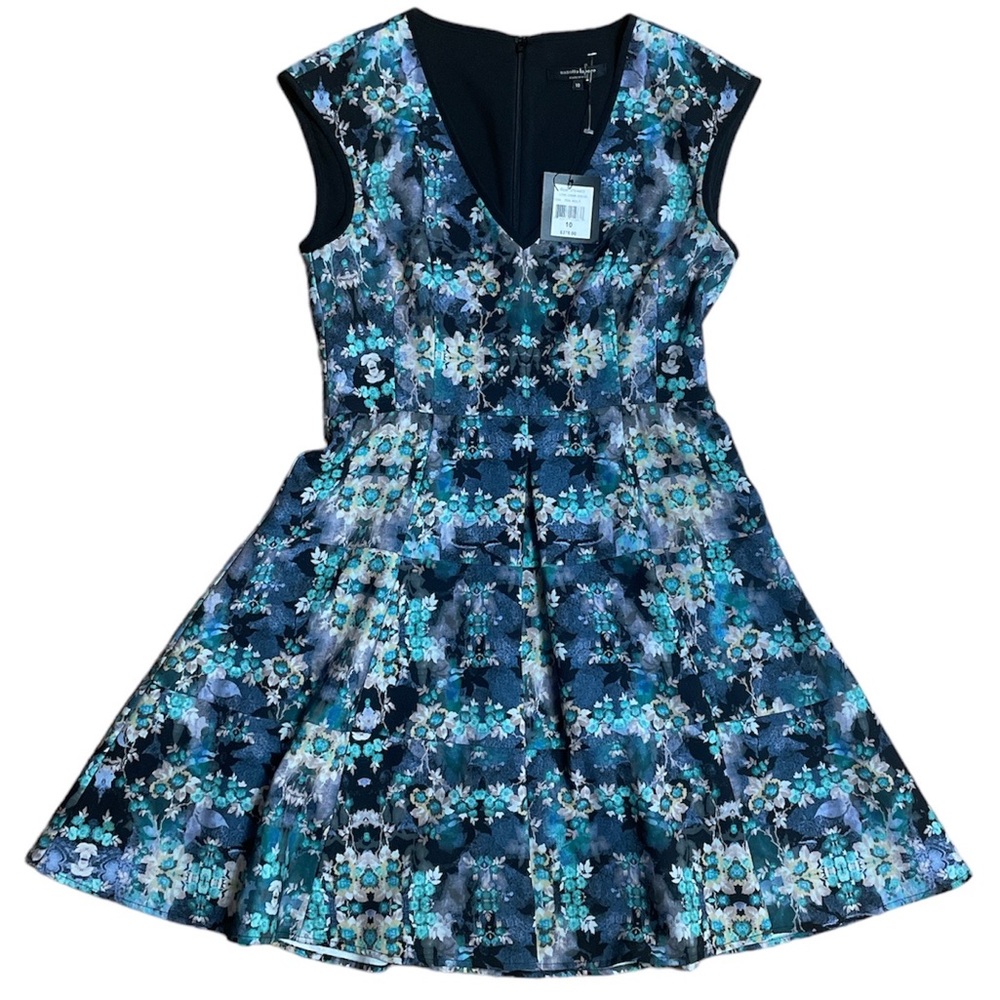 Nanette Lepore Love Crime Dress Color:Teal Multi Size:10 NWT